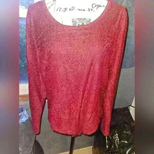 Eyeshadow Womans Red Long Sleeve Bodysuit Size 1x
